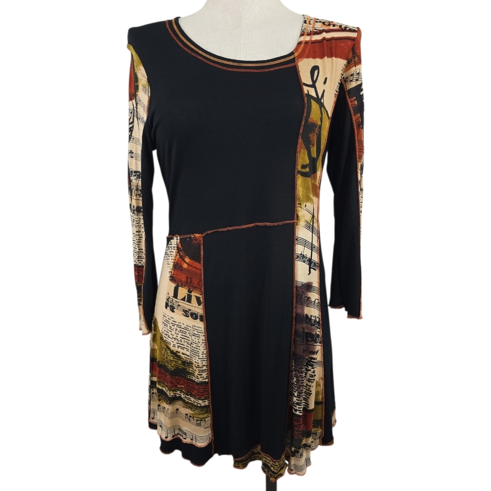 Parsley & Sage Sz L YUMMY Rayon Jersey French MUSIC Tunic Top NWT